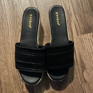 MISS LOLA black platform wedge heels never worn!